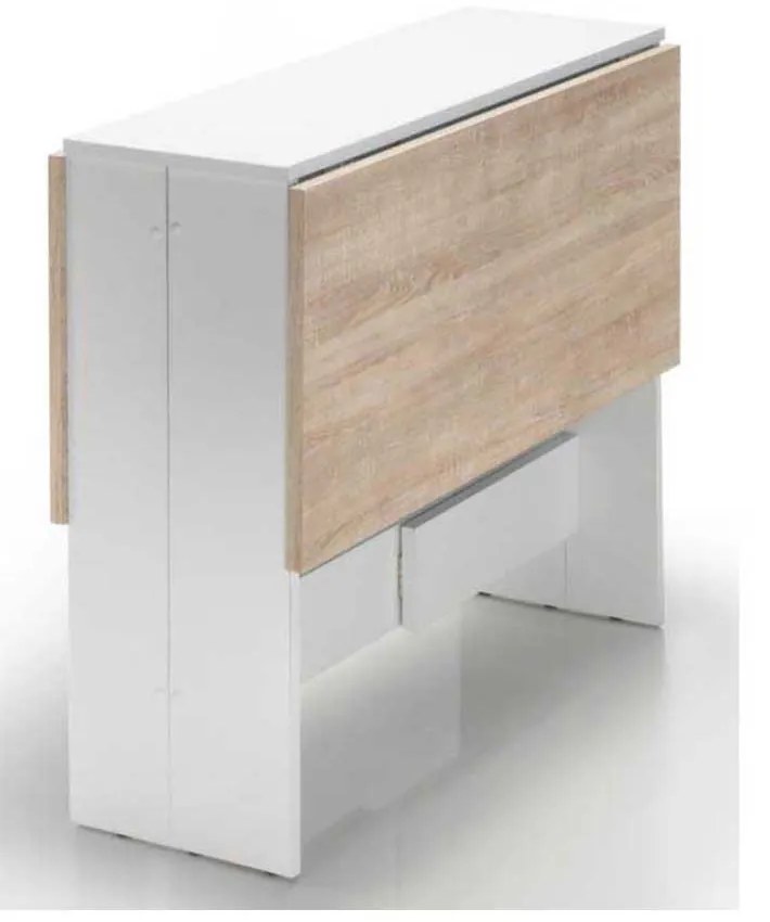 MASA EXTENSIBILA VALTER 25/104X76X74 CM, PLIABILA, CULOARE STEJAR SONOMA/ALB, PAL