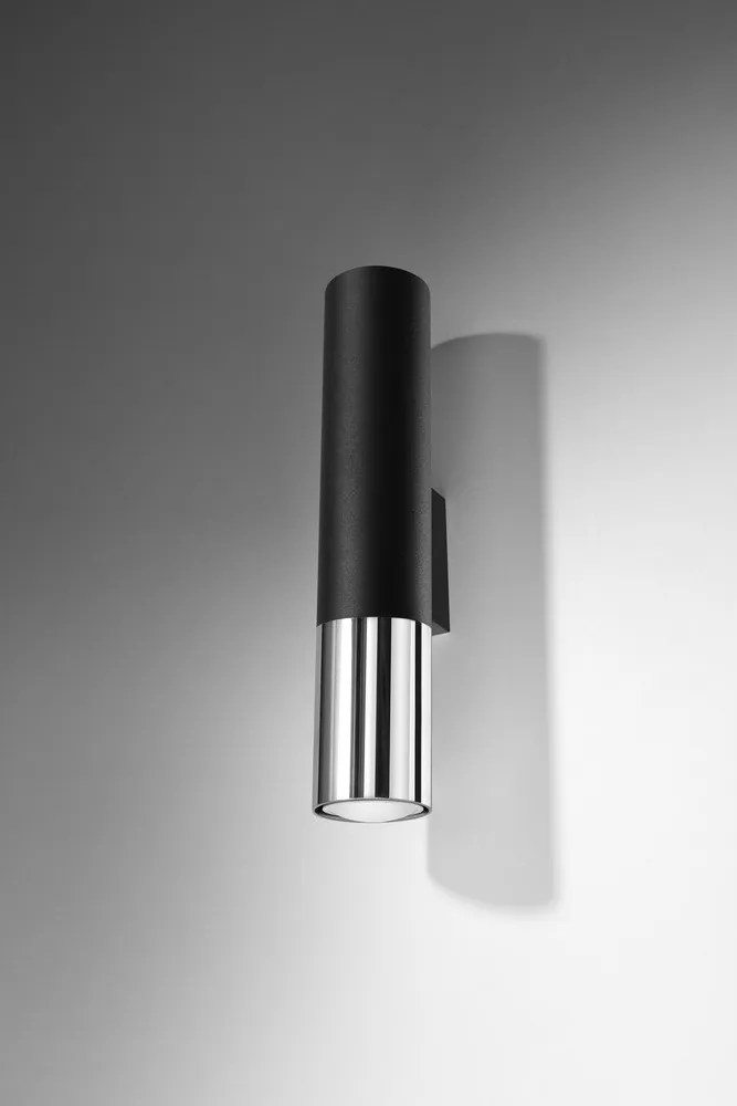 Aplică de perete neagră/argintie din metal ø 6 cm Longbot – Sollux