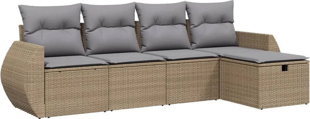 vidaXL Set canapele de grădină, 5 piese, cu perne, bej, poliratan