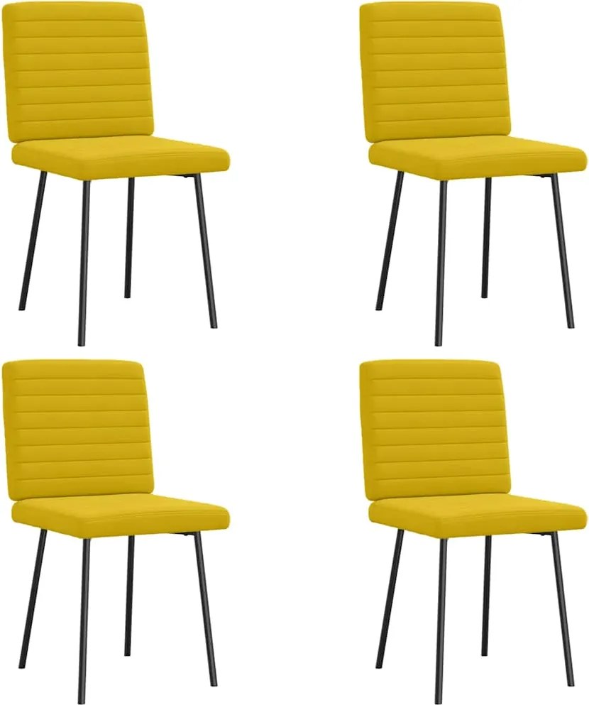 vidaXL Scaune de sufragerie, 4 buc., galben, catifea