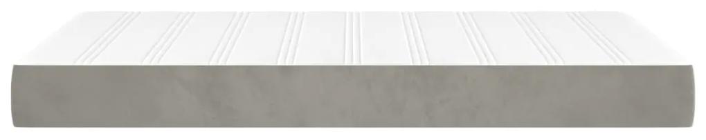 Saltea de pat cu arcuri, gri deschis, 120x200x20 cm, catifea