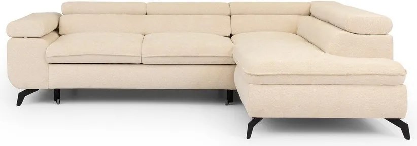 Colțar crem cu tapițerie din chenille (cu colț pe partea dreaptă/în formă de ”L”) Marbeya – Ropez