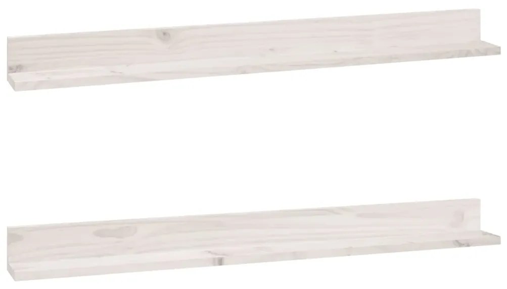823610 vidaXL Rafturi de perete, 2 buc., alb, 110x11x9 cm, lemn masiv de pin