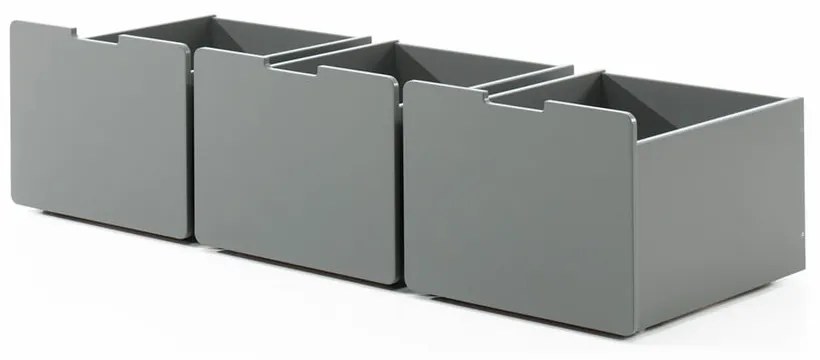 Sertare pentru sub pat de copii gri 3 buc. Pino – Vipack