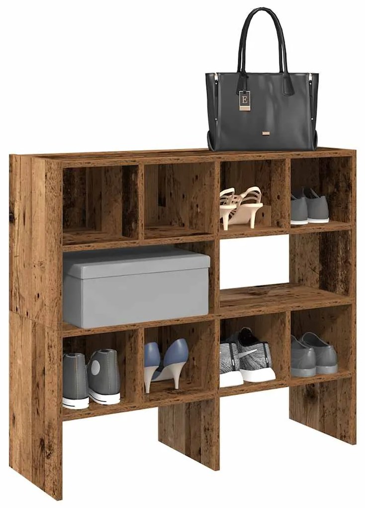 vidaXL Rafturi pantofi 2 buc Lemn vechi stivuibil 89,5x30x40 cm