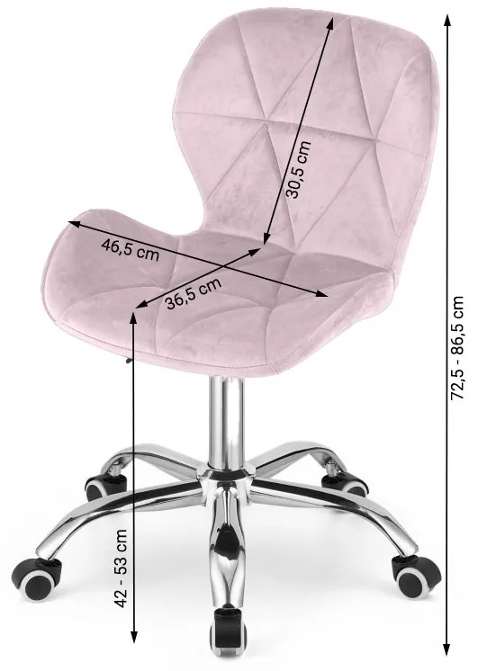Scaun de birou AVOLA VELVET roz pudra