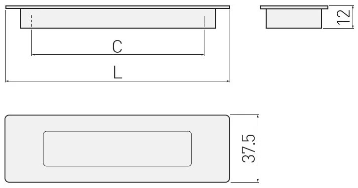 Manere ingropate pentru mobilier model UZ-E6 (Finisaj: Crom lucios, Distanta dintre gauri: 160 mm)