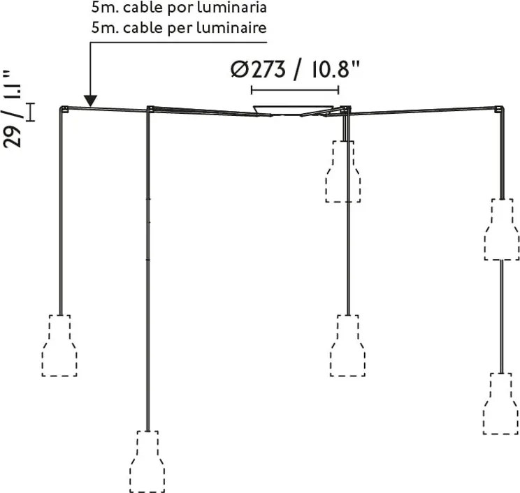 Lustra cu 7 pendule metal TATAWIN M alb
