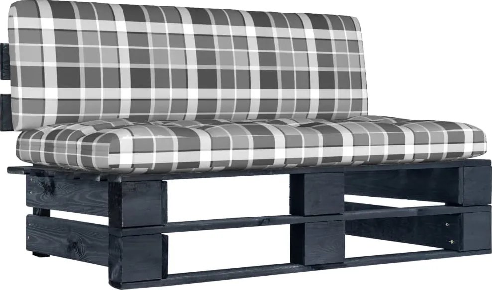 vidaXL Canapea de mijloc de grădină din paleți, negru, lemn pin tratat