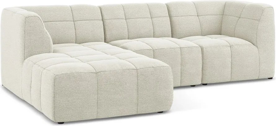 Colțar bej cu tapițerie din țesătură bouclé (cu colț pe partea stângă/cu șezlong) Aloha – Makamii