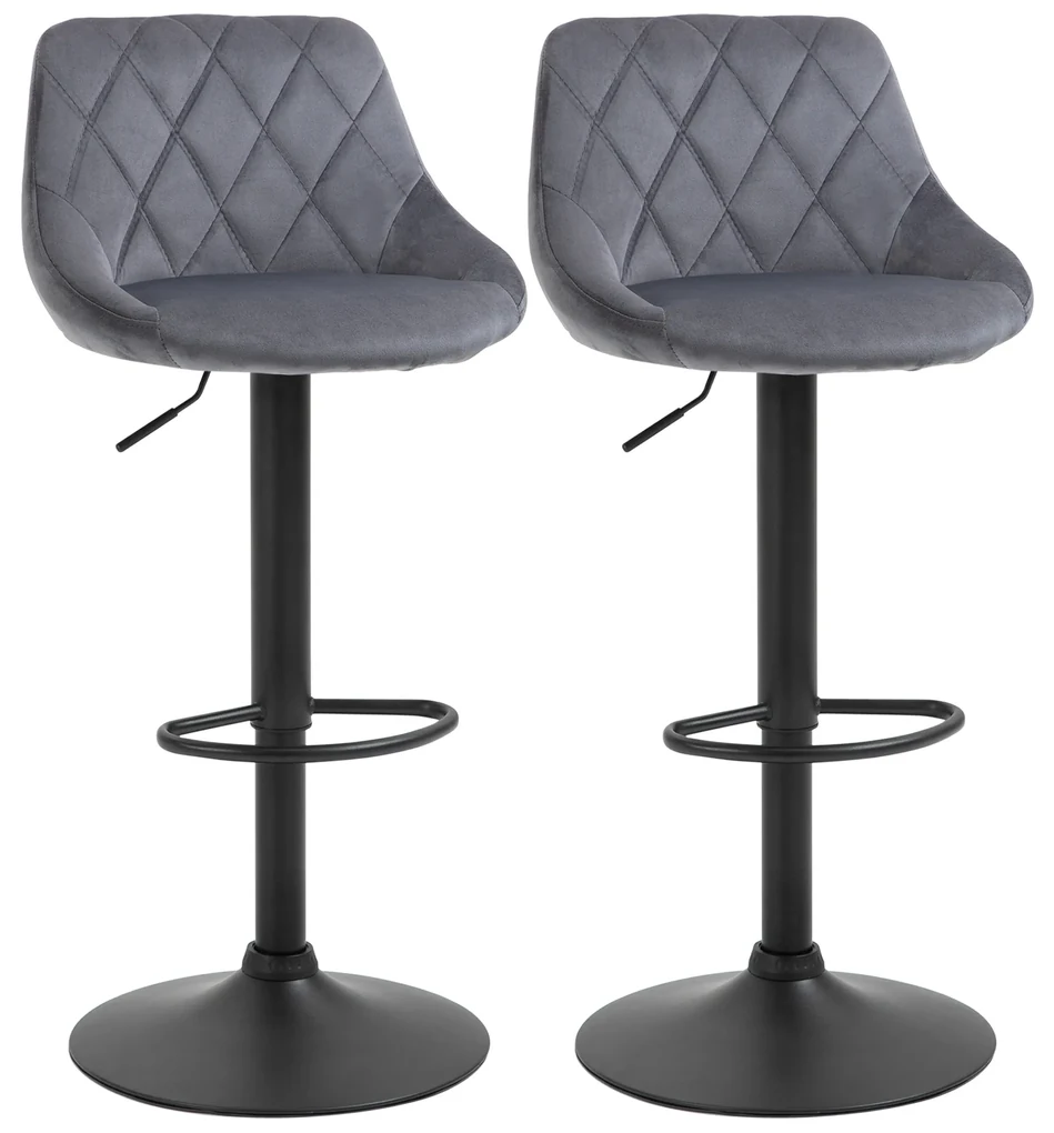 HOMCOM Scaun bar Reglabile in Inaltime cu Spatar, Greutate Suportata 120kg,51.5x48x83-104cm, gri | Aosom Romania