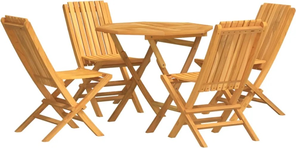 vidaXL Set masă pentru grădină, lemn masiv de tec, 5 piese