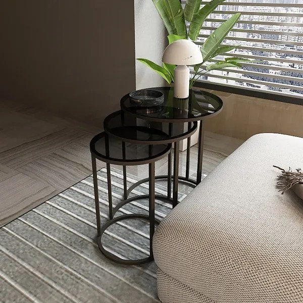 SET 3x măsuță laterală ALYA d. 34/42/50 cm negru