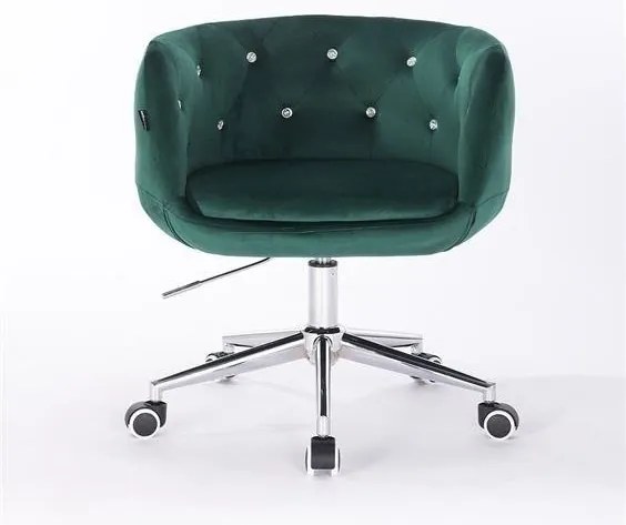 HR333K Scaun Verde Catifea cu Bază Cromata