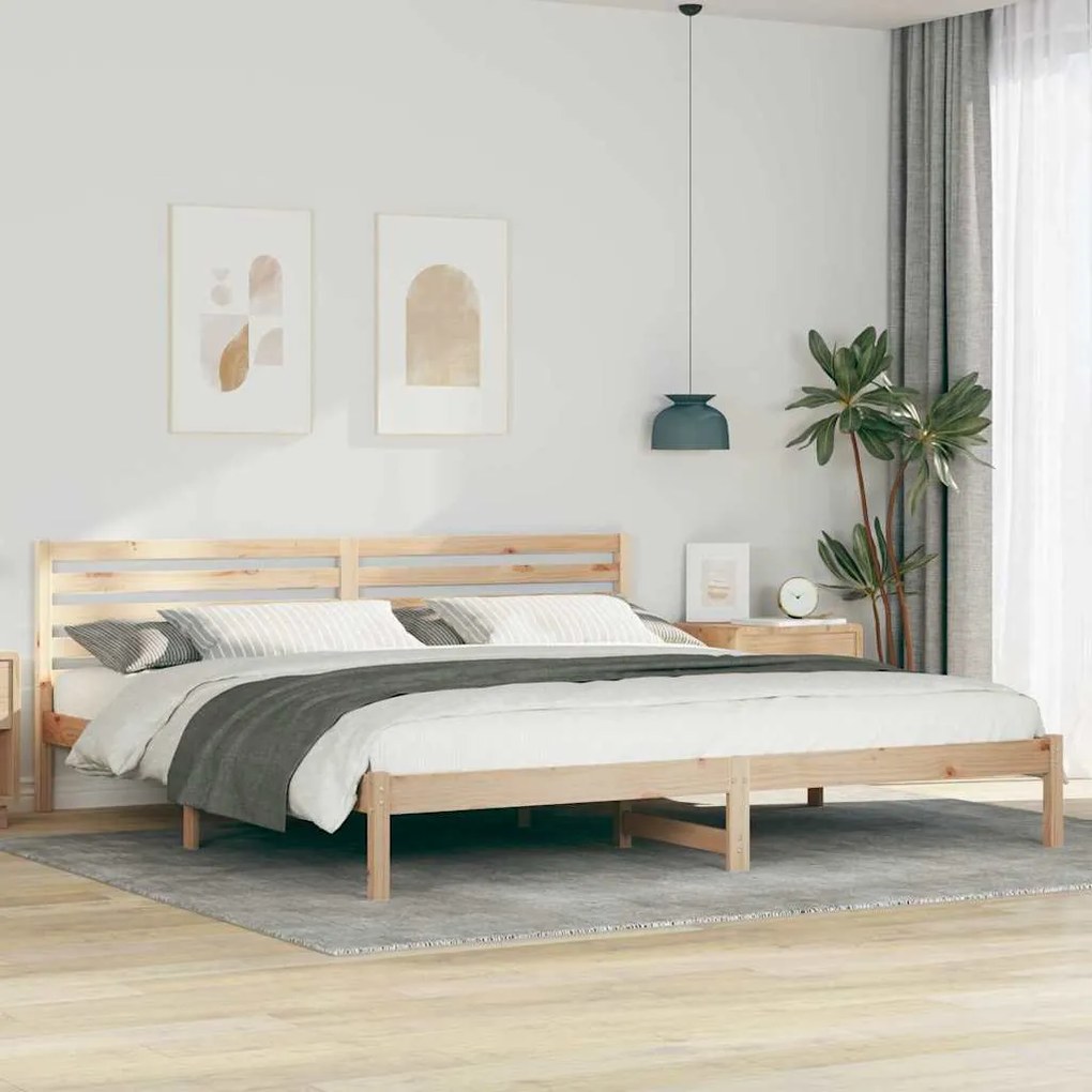 vidaXL Cadru de pat cu headboard Maro 200 x 210 cm Lemn de pin masiv