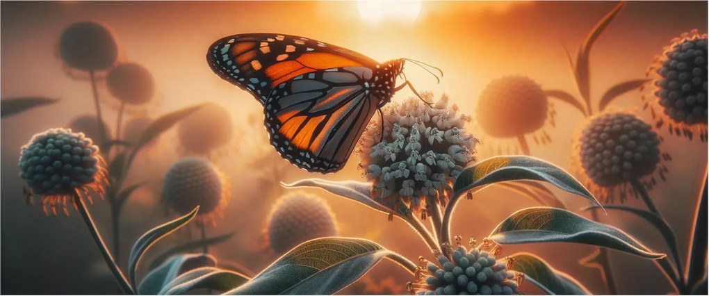 Tablou – Fluture în soare apunând (120x50 cm)