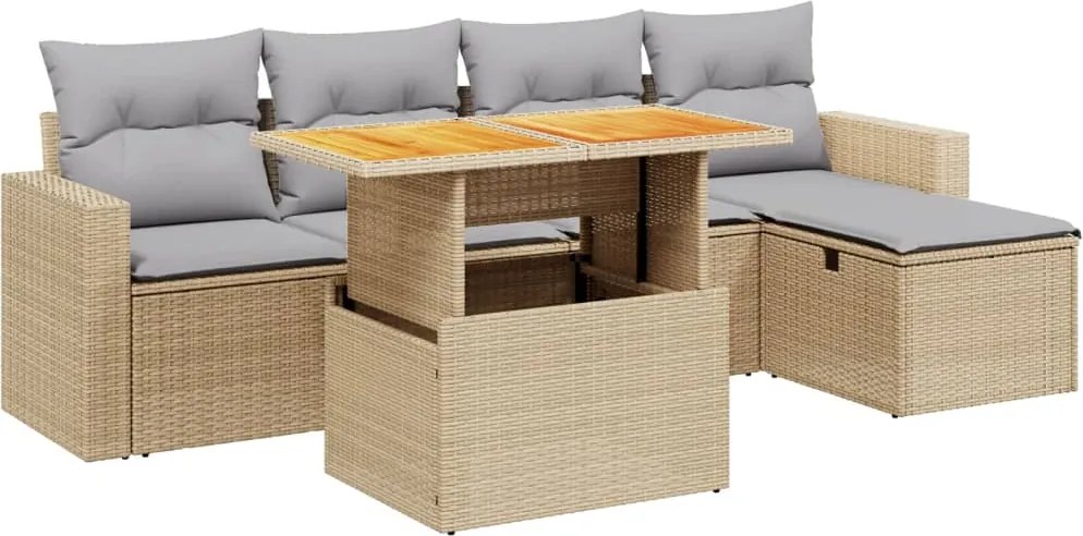 vidaXL Set canapele de grădină cu perne, 6 piese, bej, poliratan