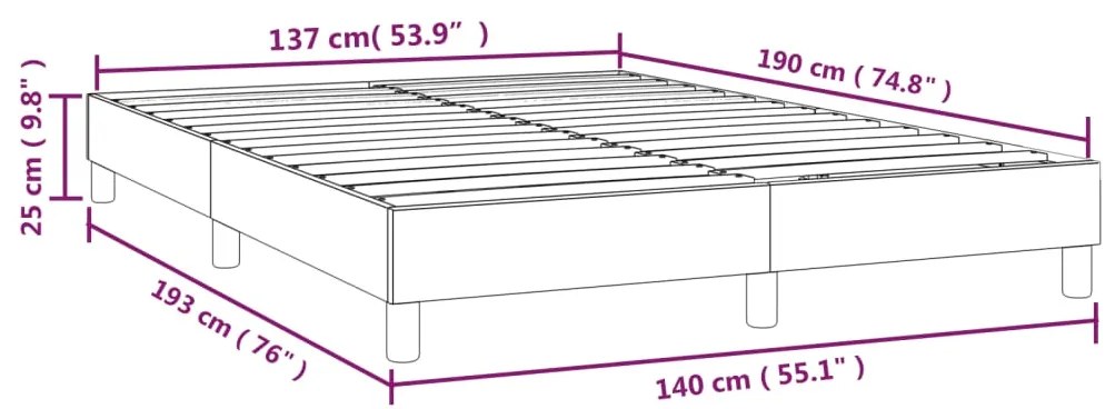 Cadru de pat box spring, albastru, 140x190 cm, textil Albastru, 25 cm, 140 x 190 cm