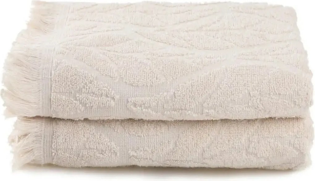 Set 2 prosoape baie LEAF, crem, bumbac, 50x90 cm