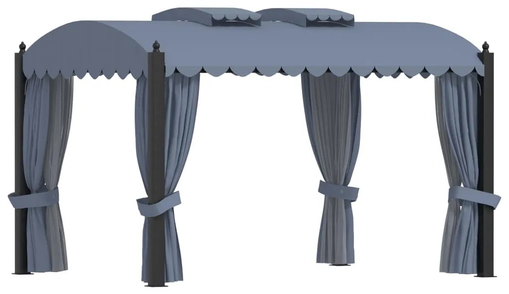 vidaXL Pavilion cu perdele, antracit, 3 x 4 m, oțel