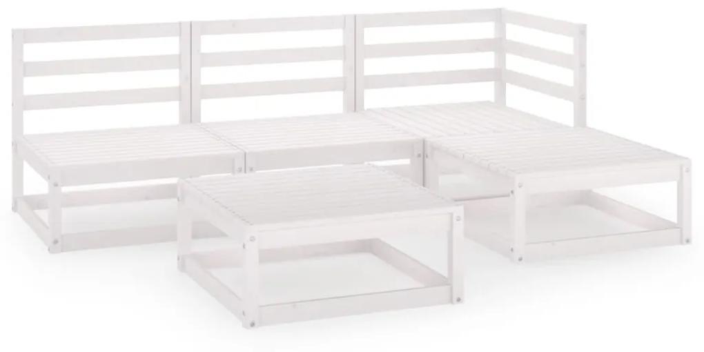 3075490 vidaXL Set mobilier de grădină, 4 piese, alb, lemn masiv de pin