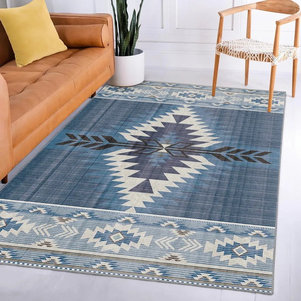 Covor albastru lavabil 160x230 cm Ethnic Geo – Mila Home
