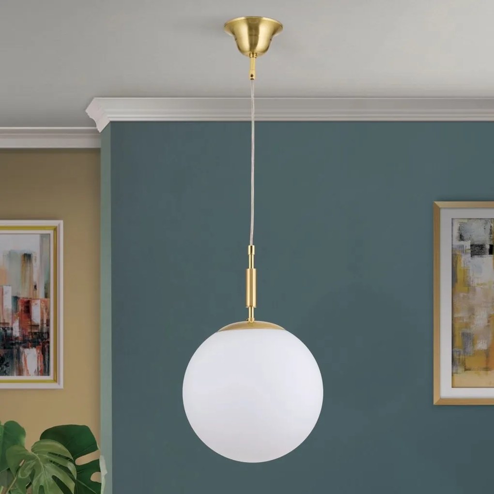 Lustra, Pendul realizat manual ARTDESIGN 25cm, alama mat/ alb opac