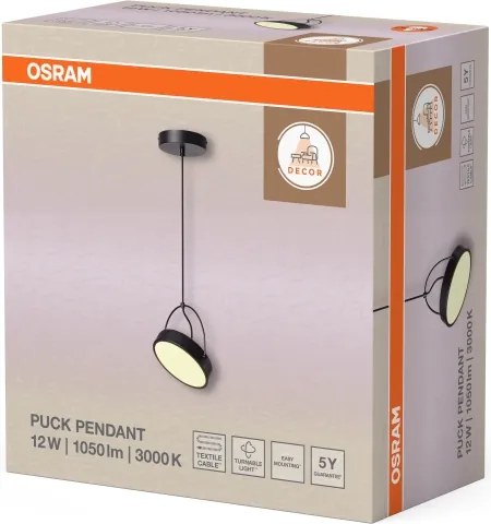 Osram - Lampă suspendată LED pe cablu DECOR PUCK LED/12W/230V CRI 90 neagră