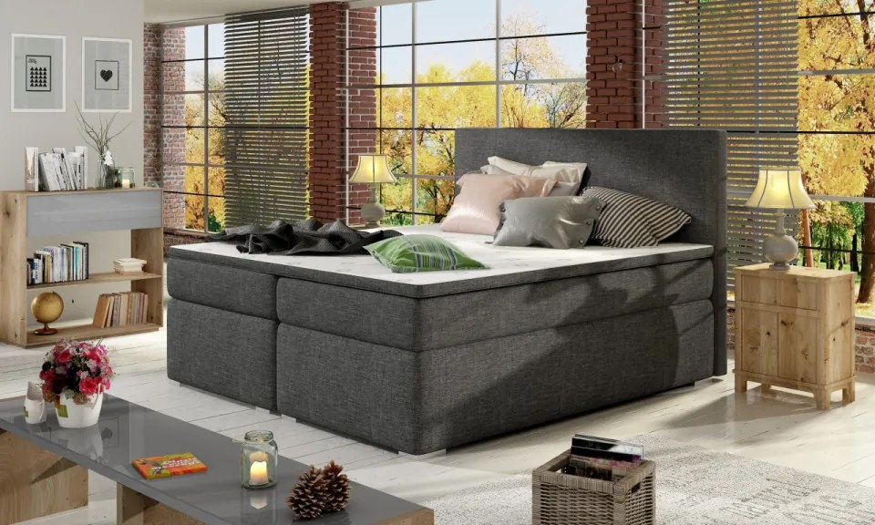 Pat boxspring tapitat, cu spatiu pentru depozitare, 180X200 cm, Divalo, Eltap (Culoare: Alb)