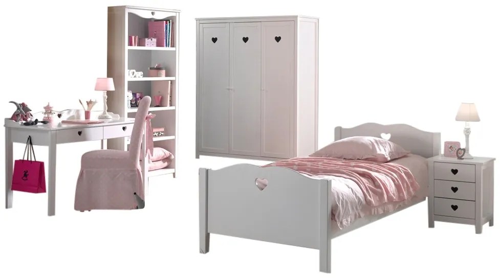 Set Mobilier Cameră Copii AMORI, 4 Piese, Alb, Design Romantic – Vipack