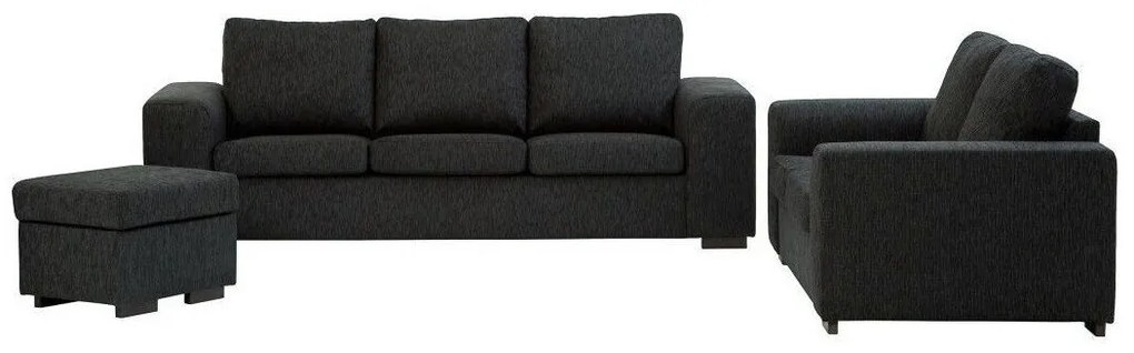 Set mobilier tapițat Scandinavian Choice 418Negru, Tapiterie, Picioare: Lemn