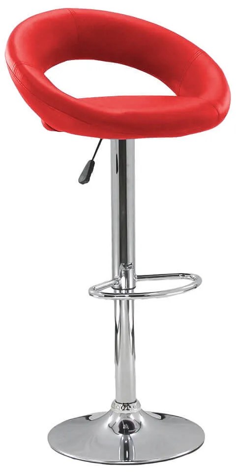 Scaun bar rosu ABS 151 comod din piele sintetică cu baza metalica