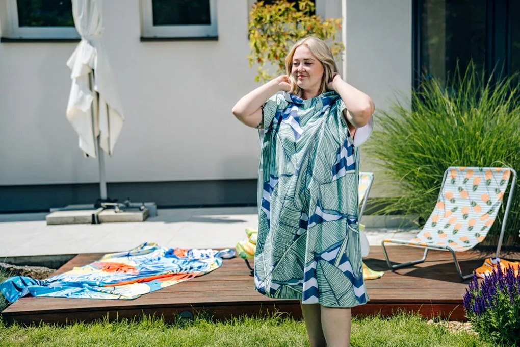 Poncho prosop de plaja NAVARI albastru 80x145 cm