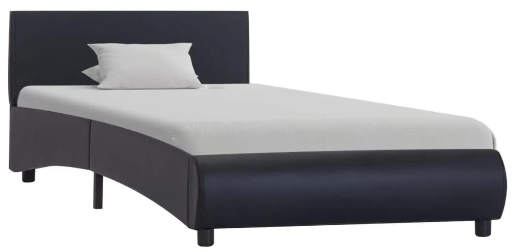285450 vidaXL Cadru de pat, negru, 90 x 200 cm, piele ecologică