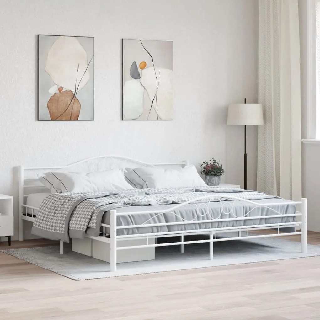 285305 vidaXL Cadru de pat, alb, 180 x 200 cm, metal