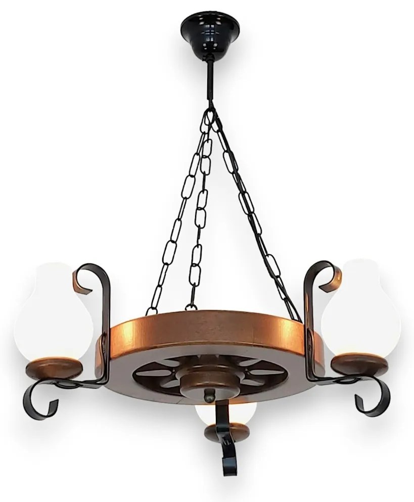 Candelabru rustic fabricat manual din lemn Roata 3L