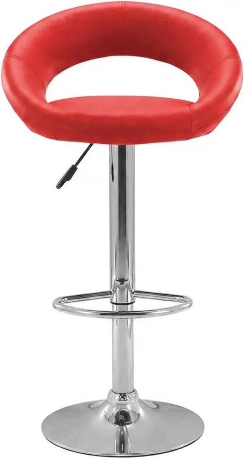 Scaun bar rosu ABS 151 comod din piele ecologica cu baza metalica