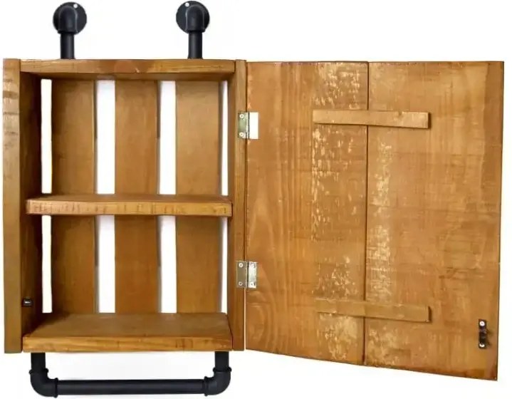 Dulap baie cu oglinda si etajera Calypso Homs, nuc-negru, 45 X 15 X 35 cm,10151