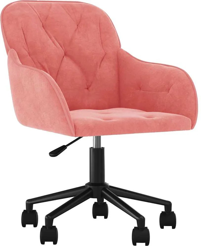 vidaXL Scaun de birou pivotant, roz, catifea