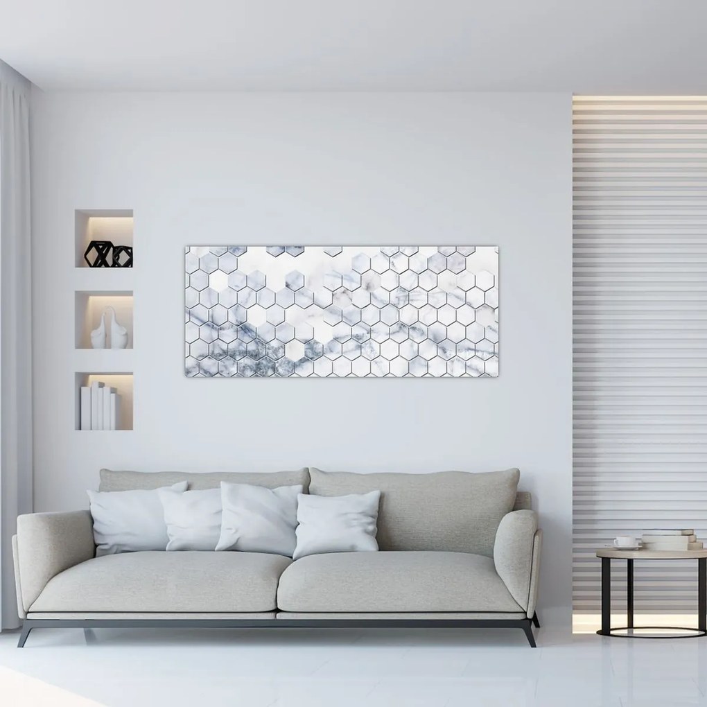 Tablou - Hexagoane marmură (120x50 cm)