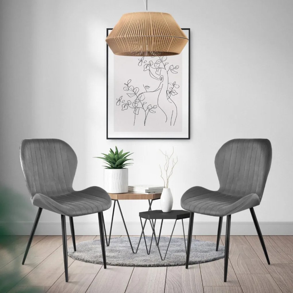 Set de 4 scaune din piele de căprioară gri scaun