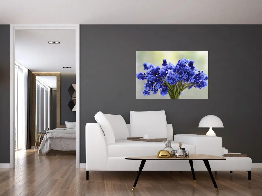 Tablou buchet cu flori albastre (90x60 cm)