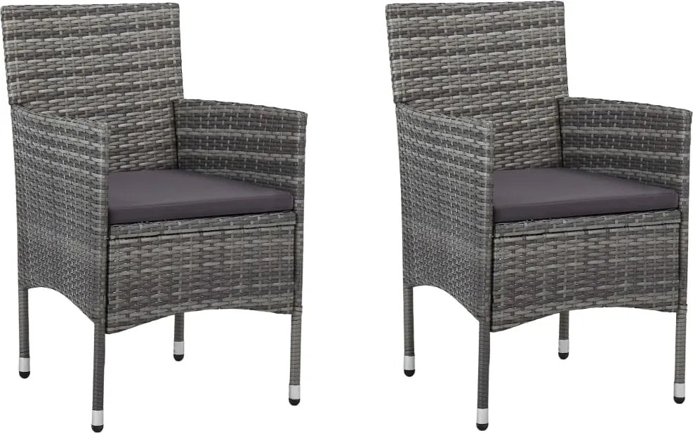 vidaXL Scaune de grădină, 2 buc., gri, poliratan