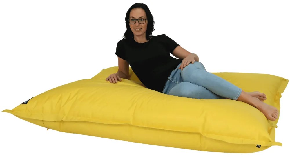 Fotoliu tip sac, material textil galben, GETAF