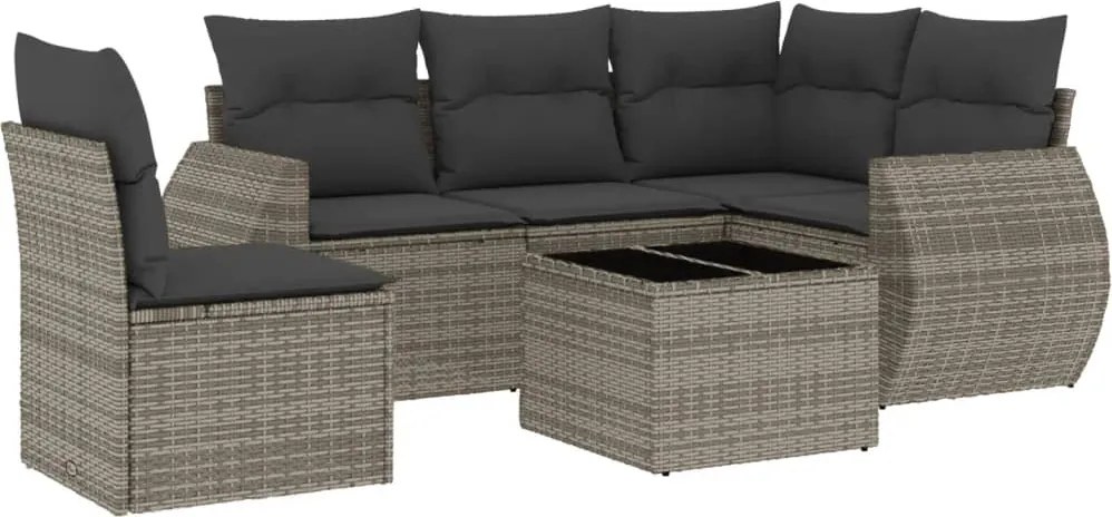 vidaXL Set mobilier grădină cu perne, 6 piese, gri, poliratan