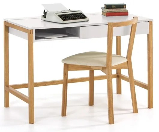 Birou cu blat alb Woodman NorthGate, alb-natural