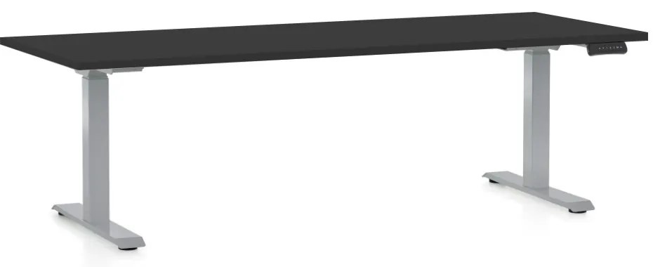 Masa inaltime reglabila OfficeTech D, 200 x 80 cm, bază gri, negru