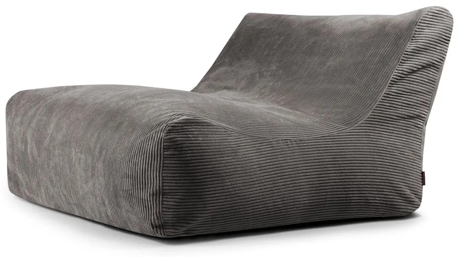 Fotoliu bean bag gri închis cu tapițerie din catifea reiată Sofa Lounge – SLOWDOWN