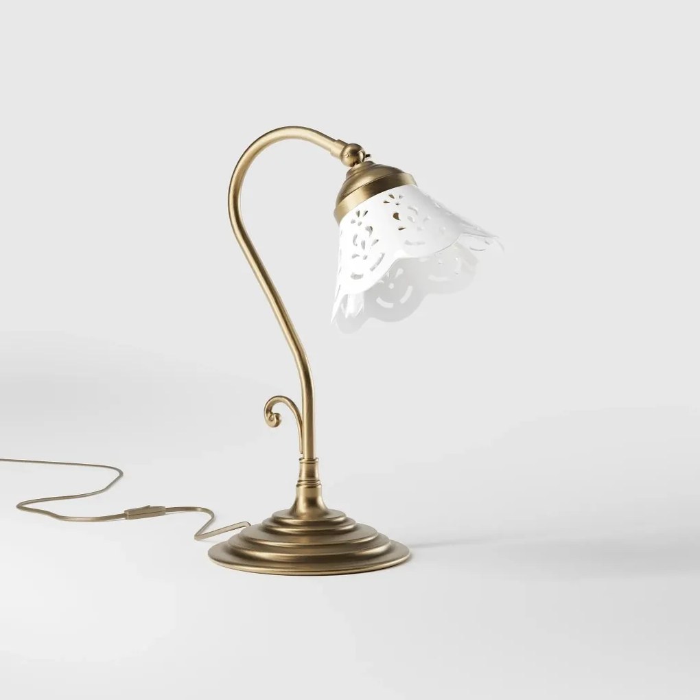 Lampa de masa din alama si abajur ceramic Zefira