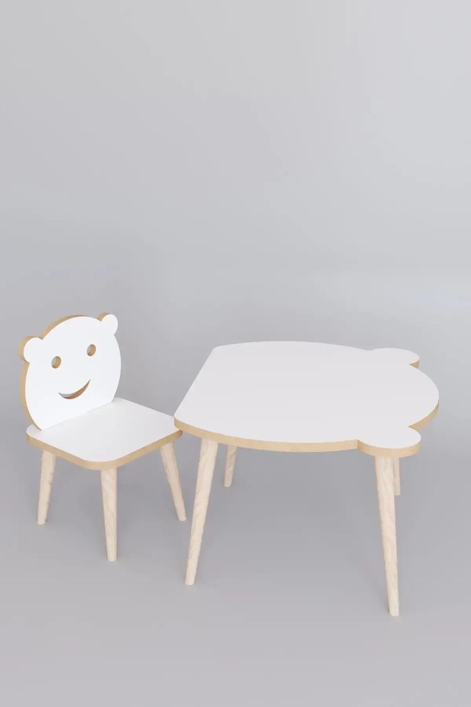 Resigilat:Set masa+ 1 scaun pentru copii Panda Homs,Alb